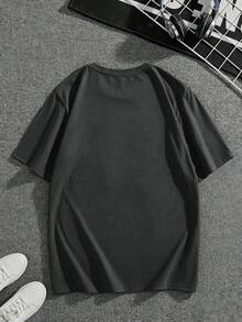 100% Cotton Crew Neck Printed Short-Sleeve T-Shirt, New Summer Clothing For Women, Stylish Relaxed Casual Top - Dark Grey - View 2