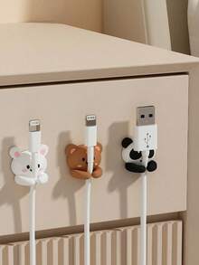 3/2/1pc Desktop Cable Organizer Clips, Self-Adhesive Wire Management Holder, Suitable For Desk, Bedside, Wall, Car, Dorm And Office, Cute Earphone Cable Holder, No-Drill Cable Management Accessory, Halloween Gift, Back To School Season - Multiple Styles - View 3