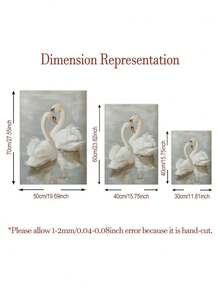 3 Pieces Swan Wall Art Prints Pink Flowers Painting Posters Vintage Wall Arts Romantic Wall Artwork Aesthetic Wall Picture Elegant Mural Bedroom Wall Decor Living Room Decoration Stuff No Frame - Cartoon - View 2