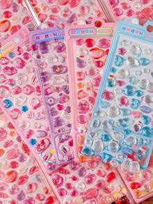 Cute Cartoon 3D Embossed Crystal Stickers DIY Laptop Water Cup Phone Case Decorative Stickers - 彩色 - 查看 1