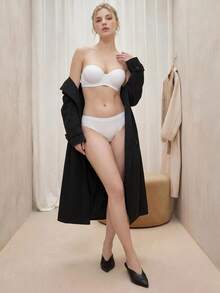 1/2件女款無肩帶內衣，透明肩帶，休閒露背設計，中彈力面料，內衣上衣，可拆卸肩帶 - 彩色 - View 8