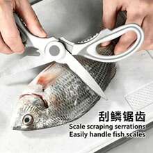 2 Packs Kitchen Scissors Heavy Duty Stainless Steel Scissors Multipurpose Sharp Scissors, Cutting Meat, Herbs, Food, Fish, Sharp Blades And Comfortable Grip - White - View 4