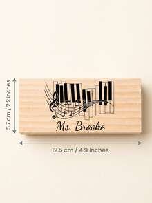 1pc Personalized Custom Music Teacher Wood Name Blackboard Eraser,Custom Teacher Name,Multiple Musical Symbol Design,Natural Wood Material,Ideal Piano Studio & Band Classroom Desk Decor,Sentimental Keepsake Thank You Gift For All Music Educators - Multicolor - View 3