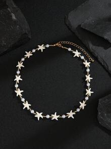 1pc Summer Vacation Beaded Starfish Necklace For Men, Boho Starfish Couple Necklace Jewelry Party Gifts - Multicolor - View 4