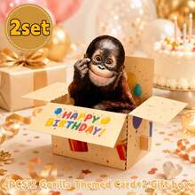 4pcs/2pcs Funny Happy Birthday Pop-Up Card Gift Box - Decorative Box With Humorous Gorilla, Writing Space On The Back Of The Gift Box, Funny Birthday Greeting Card, Perfect Birthday Gift For Family And Friends - View 4