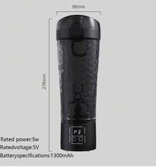 Portable Electric Stirring Cup, Type-C Charging (1300mAh Lithium Battery), LED Display, Multi-Speed Adjustment, Suitable For Cold And Hot Beverages, One-Click Motor Detachment, Easy To Clean, Ideal For Mixing Coffee, Milk, Milkshake, Soy Milk, Etc. - Multicolor - View 3