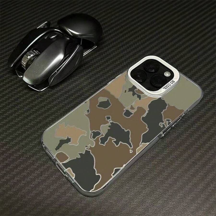 Hollow Camouflage Case For Apple 17, 16 Pro, New 15, High-End 14 Pro, Creative 13, - 彩銀殼-白色-鏤空迷彩 - 查看 1