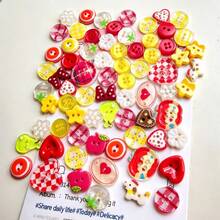 5/8/10/12/18/25/30/40/50/60Pcs Mixed Fruit Heart Resin Buttons DIY Handmade Jewelry Clothing Bag Decoration Accessories Dopamine Colorful Buttons DIY Handmade Hair Accessories Phone Case Decoration Materials DIY Hair Clip Jewelry Making Accessories Creative Resin Craft Buttons (Random Style) - Multicolor - View 12