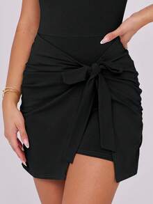 Caracilia Women's Summer Mini Dress, Sleeveless, Bodycon, With Fitted Waist And Built-In Shorts, Ideal For Night Out Or Vacation - 黑色 - 查看 5