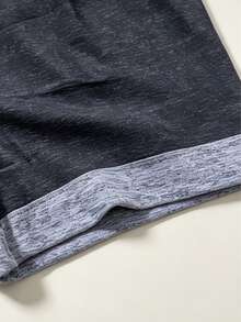 Marled Knit Drawstring Waist Shorts Casual Black Summer - Black - View 7