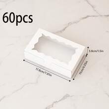 60/50/30/20/10/1個 窗式蕾絲蛋糕盒 餅乾包裝盒 婚禮包裝盒 蛋塔盒 馬卡龍包裝盒 糖果婚禮派對禮品盒 雪麻糬盒 - 白色(17.8*11*3.8cm) - 查看 6