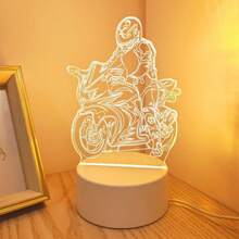 摩托車騎士 3D 夜燈，壓克力 LED 桌燈，摩托車愛好者的創意禮物，男孩女孩的生日與聖誕禮物 - 摩托車 - 查看 4
