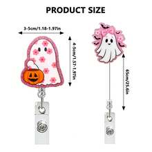 1/6pcs Halloween Ghost Acrylic Rotating Crocodile Clip Retractable Badge Reel - Multicolor - View 3