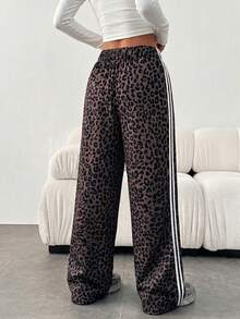 Hot Girl Hip Hop Leopard Print Loose Fit Women's Long Pants - Brown - View 5