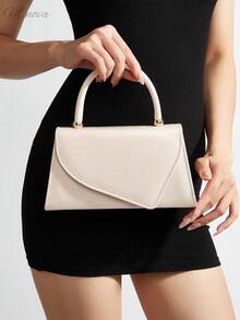Bolso de mano de color sólido con textura de lichi, elegante bolso de mano de negocios adecuado para chicas de fiesta, estudiantes universitarias y novias.Combina con Vestidos de Fiesta, Ves - Albaricoque - Ver 2