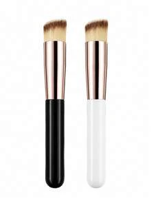1pc Foundation Brush, Professional Makeup Brush, Fine Straight Nylon Bristles, Used For Creating Perfect Base Makeup, Suitable For Liquid And Cream Cosmetics, Essential Foundation Makeup Brush For Women, Portable Foundation Brush, Optimized For Beginners, Women's Makeup Gift - Multicolor - View 2