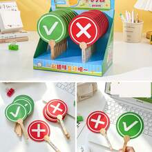 1件手持式正確/錯誤勾叉評分拍板，教室互動測驗道具，遊戲投票雙面判定趣味手卡（一面正確，一面錯誤） - 彩色 - 查看 1