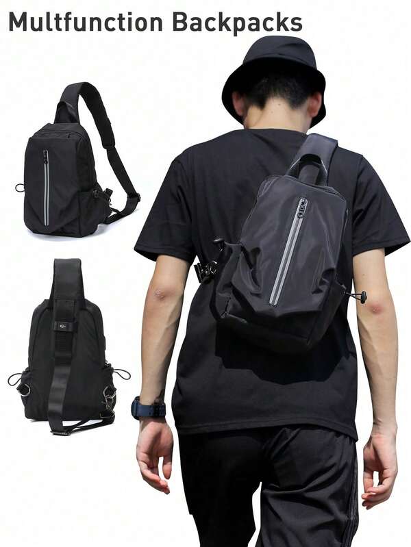 Men's Crossbody Bag, One Shoulder Small Backpack, Women's Chest Bag, Lightweight Tablet Hiking Bag For Cycling And Climbing, Multi-Functional Cycling Bag, Men's Crossbody Bag, Casual Oxford Cloth Chest Bag, Fashionable Chest Bag, Men's Large Capacity Sports Crossbody Bag, Waterproof Crossbody Bag For Travel, Functional Minimalist Casual Men's Bag, Fashionable Lightweight Outdoor Sports One Shoulder Backpack