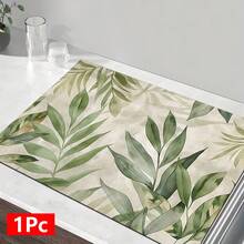 1pc Home Decor Plant Pattern Printed Absorbent Mat, Dish Drying Mat, Espresso Machine Countertop Absorbent Mat, Drainage Mat, Soft Faucet Absorbent Mat, Sink Cup Mat, Kitchen Supplies, Bathroom Supplies - Multicolor - View 15