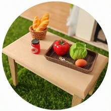 Dollhouse Miniature Bread, Vegetable, Tomato Sauce, Spoon, Tray Decorative Model Props - Multicolor - View 4