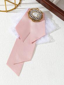 1pc Elegant Style Luxurious Design Shiny Accessories Academy Badge Rhinestone Lace Satin Ribbon Brooch Corsage Elegant Women's Brooch Jewelry Lapel Pin Suitable For Daily Wear Date Gift - classic - View 5