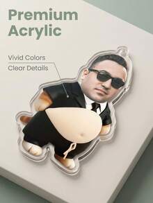 Custom Photo Big Belly Acrylic Keychain, Personalized Soft Cute Squeeze Stress Relief Pendant, Custom Face Keychain, Squeeze Stress Relief Keychain, Fun Bag Charm, Customized Gift For Friends, Fan Merchandise, Cute Cartoon Keychain, Custom Portrait Pendant, Unique Holiday Gift, Creative Fun Gift For Friends - Multicolor - View 6