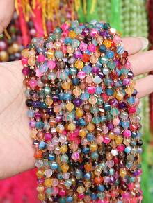 1 Strand Colorful Agate 6/8/10mm Natural Asymmetric Faceted Stone Beads For Jewelry Making DIY Crafts Women Charms Bracelet - Multicolor - View 3