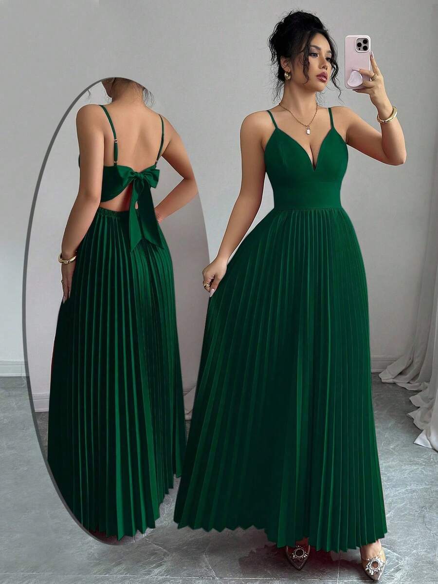 Elegant And Sexy Women's Dress With Thin Straps And Crisscross Back - 米色 - 查看 1