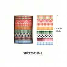 8 rollos de cinta washi con lunares, corazones y flores, cinta decorativa rasgable a mano, perfecta para collages de diarios manuales, envolver regalos, hacer tarjetas y scrapbooking - Multicolor - Ver 17