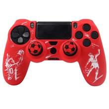 Accesorio de juego de mesa con temática de fútbol con patrones de trofeo, funda de piel de controlador y pegatina personalizada con antideslizante para controlador Playstation 4, RALAN 1 Funda protectora de controlador+2 tapas de agarre de pulgar personalizadas+ - Ver 6