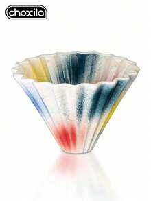 choxila 1pc Rainbow Ceramic Coffee Dripper Cup, Colorful Pour-Over Coffee Filter Cup, Cake Cup, Coffee Filter Cup, Pour-Over Coffee Filter Cup - Rainbow Origami Filter Cup - View 2