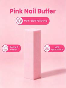 1pc Macaron Pink 4-Sided Nail Polishing Sponge Block, Long Fine Sponge Tofu Block, Colorful High-Foam 4-Sided Buffing Block, Nail Shaping Buffing Nail Surface Brightening Natural Nail Buffer - Multicolor - View 2