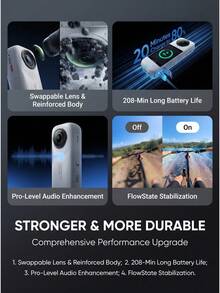 Insta360 X5 行動攝影機 | 相容 8K、防水、360° 全景行動攝影機 | 強大夜間拍攝能力,支援「隱形自拍棒」功能,100% 全新,僅已啟動 - 查看 12