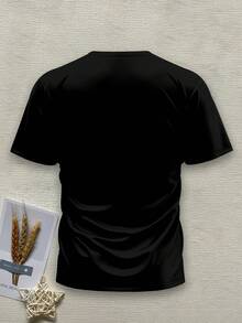 Men'S Novelty T-Shirt With 3D Digital Printing, Short-Sleeved - 黑色 - 查看 4