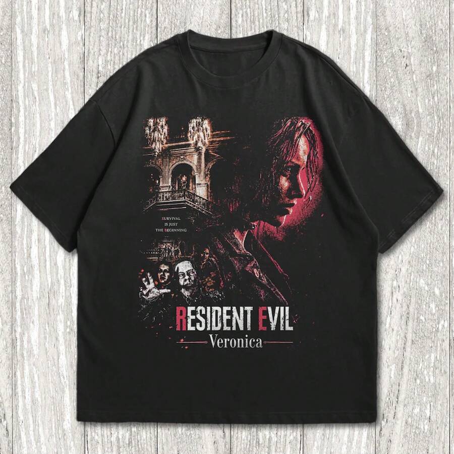 Veronica Vintage T-Shirt,  Unisex T-Shirt,  2027 Shirt, Code: Veronica Tee,  Biohazard,. - 黑色 - 查看 1