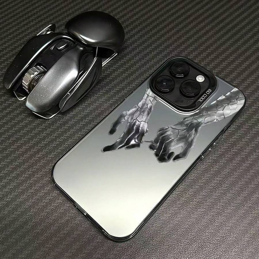 Funda Mano a Mano Adecuada para Apple 15 Pro Max, 16 Pro, Creativa 14 Pro, Personalizada 17 - Carcasa plateada - Negro - De la mano - Ver 1