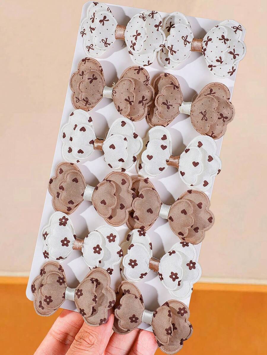 12/6入女童多色格紋蝴蝶髮夾，百搭條紋格紋髮夾，側瀏海夾，鱷魚夾髮飾，日常使用髮飾 - 彩色 - 查看 1