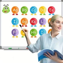 hoojojo 13/33 بطاقة تعليمية للحروف الأبجدية، تصميم اليرقة اللطيف، قابلة للمسح من الجهتين، بطاقات تعليم مبكر، لعبة متعددة اللاعبين للفصل الدراسي، وسيلة تعليمية منزلية - متعدد الألوان - مشاهدة 10
