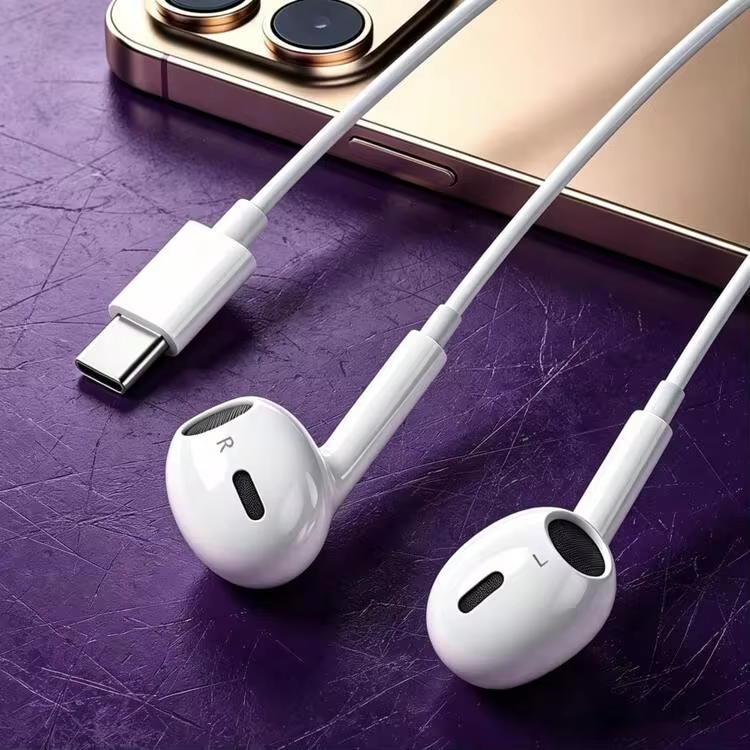 Wired USB Type-C Stereo Earphones Compatible With IPhone 17 Air 16 15 Pro Max Plus Pro, USB C Wired Earphones Compatible With IPhone 15 16 Pro Max Plus, Pro, Android Smartphones Galaxy Note10/20, A53/A54, USB-C Type C Earphones With Microphone Compatible With Galaxy S25 / S21 / S22 / S23 / S24 / Ultra / Plus / Note 20 / Z Flip / Z Fold / A15 / A16 - View 1