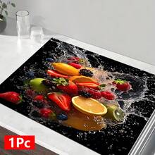 1pc, Home Decor, Fruit Pattern Printed Bowl & Plate Absorbent Mat, Dish Drying Mat, Espresso Machine Countertop Absorbent Mat, Drainage Mat, Soft Faucet Absorbent Mat, Sink Cup Mat, Kitchen Supplies, Bathroom Supplies - Multicolor - View 14