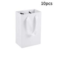 10 Stück/1 Stück weiße Papiertüten - kleine Geschenktüten mit Griffen, 7x4x9 Zoll, Einzelhandel und Party Geschenktüten, Hochzeitstüten - Weiß - Übersicht 9