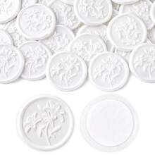 20pcs/Pack Stiker Segel Lilin Motif Bunga Lili Timbul 3D, Perekat Mandiri untuk Amplop Undangan Pernikahan, Warna Putih Mutiara - Bunga Lili 3D - Putih Mutiara - View 11
