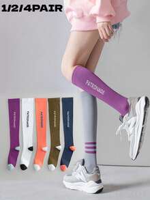 1/2/4 Pasang Kaos Kaki Lari Fitness Bertali Tinggi, Dirancang untuk Meningkatkan Sirkulasi Darah, Cocok untuk Lari, Bersepeda, Pilates, Yoga, dan Olahraga Lainnya - MultiWarna - View 1