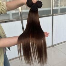 BINF Chocolate Brown Straight Bundles Human Hair Color 4 Straight Brazilian Virgin Human Hair Weave For Women Daily Use Double Weft No Shedding - S4 - View 3