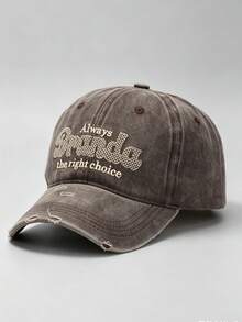 1 Pc Women's Letter-Embroidered Pre-Washed Baseball Cap Adjustable Design, Perfect For Hiking, Mountain Climbing, Travel, And Sun Protection - A - View 4