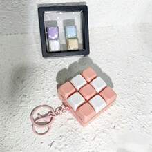 Juguete de botón de liberación de presión de cubo de 9 teclas, colgante de teclado creativo para decoración de bolso, llavero de coche, amuleto de bolso, accesorio de llavero, diseño de teclado, llavero de punta de dedo para adultos, llavero sensible a la presión, llavero calmante, llavero de cremallera para relajación y concentración - multicolor - Ver 29