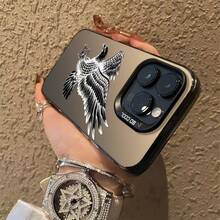 Eagle Is Suitable For Apple 15Promax Phone Case,  16Pro, Premium 14plus, New 17Pro - 彩銀殼-黑色-老鷹 - 查看 3
