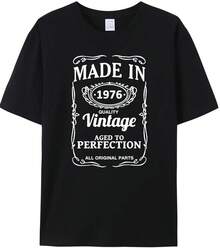 Gemacht in antiken ursprünglichen Baumwolle T-Shirt Geburtstag Vintage Vater Freund Geschenk T-Shirts - Schwarz-1-1979 - Übersicht 5