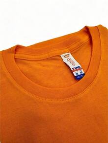 SHENDY VENDY Camiseta para dama 100% Algodón, manga corta, cuello redondo, playera suave y cómoda, estampado minimalista de corazón - Naranja - Ver 2