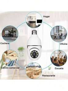 Cámara de vigilancia con bombilla Wifi de 1080P, Cámara De  1080p Wifi Hd E27, visión nocturna a color, rotación de 360°, seguimiento automático de personas, comunicación bidireccional, hogar inteligente - Blanco - Ver 6